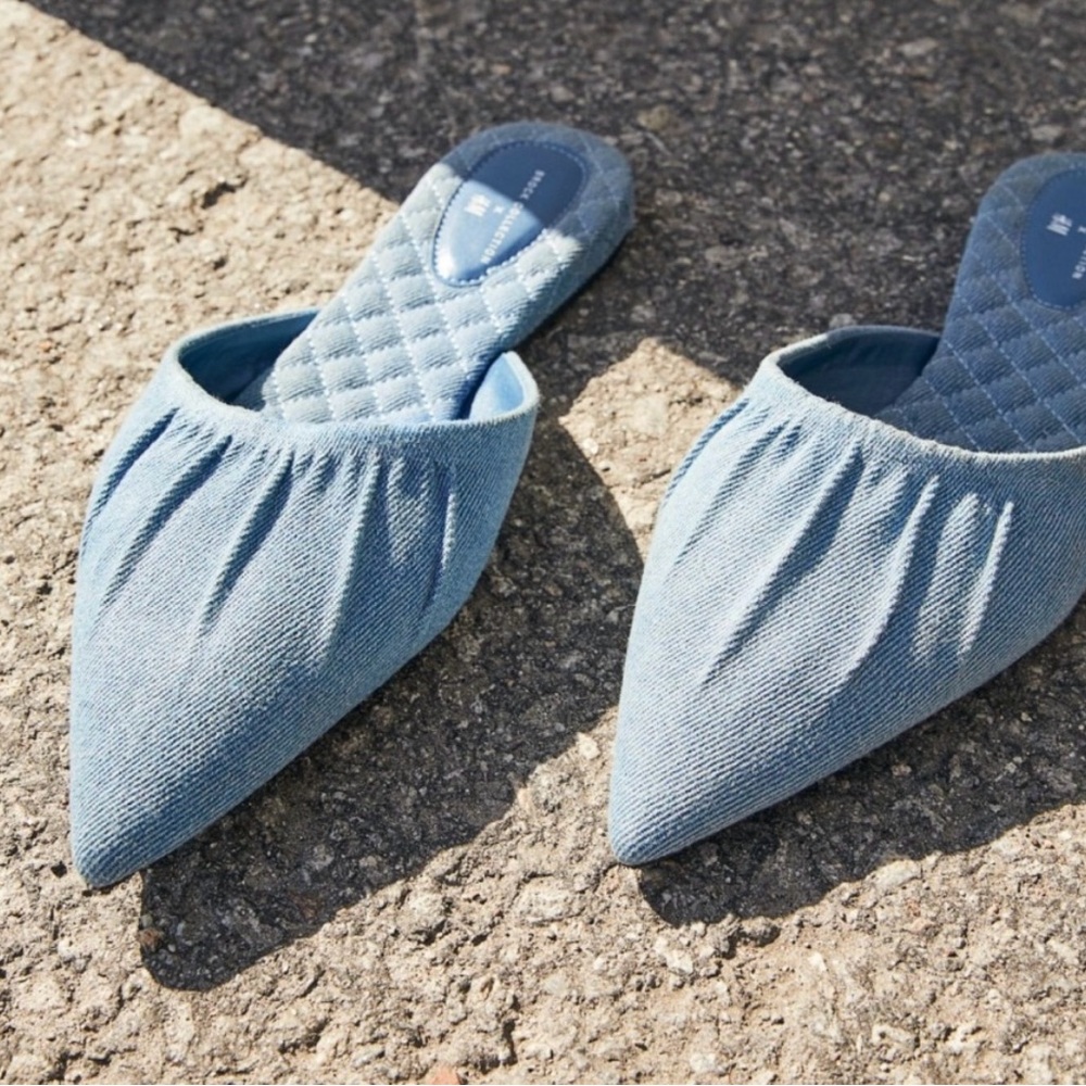 NWT - H&M Brock Collection Blue Denim Pointed Heel Mules - size 38